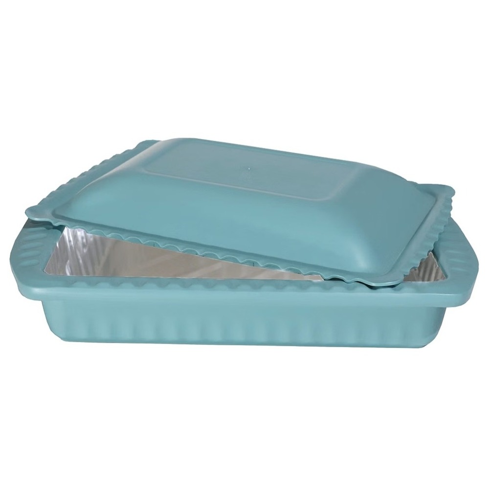 Foil Decor 9x13 Casserole Carrier Light Blue Insulated Serving Tray with Lid